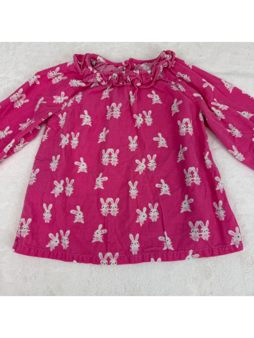 Gymboree 4T Pink Bunny Corduroy Top | Fall Back to School Ruffle Bow Shirt